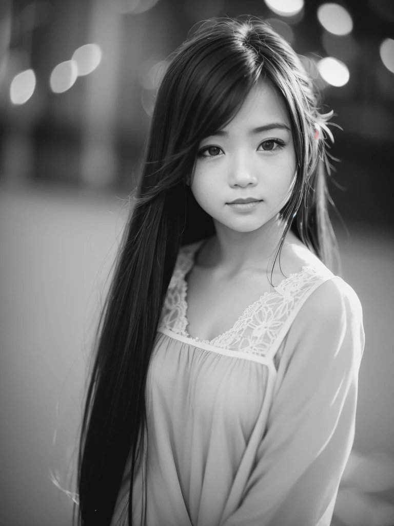 Leica Sumilux f1.4 50mm , old monochrome film , bokeh, flare, soft focus, girl