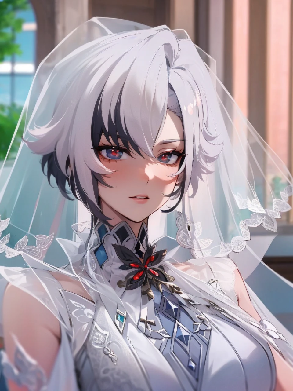 Genshin impact arlecchino in wedding dress