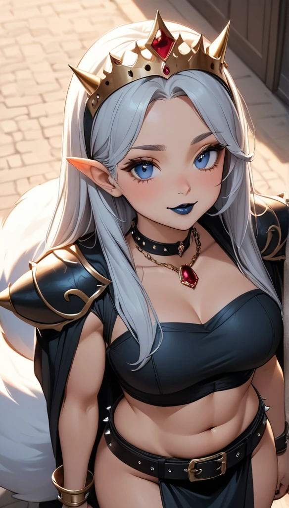 obra maestra, mejor calidad, ultra alto detalle, 1 chico,  1 gray skin elf white hair, NSFW, desnuda, ponytail haircut, aqua eyes, serious expressions, penis, (BlowJobFullQuiron style), el fondo es dentro de un arbol, anime screencap