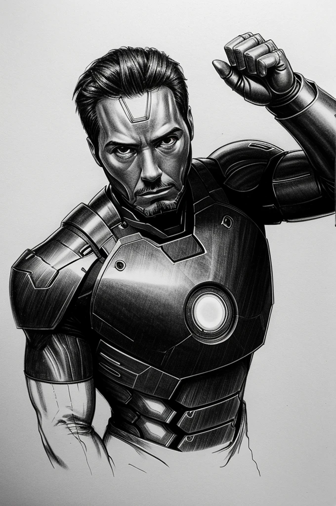 Iron man sketch on black t shirt 