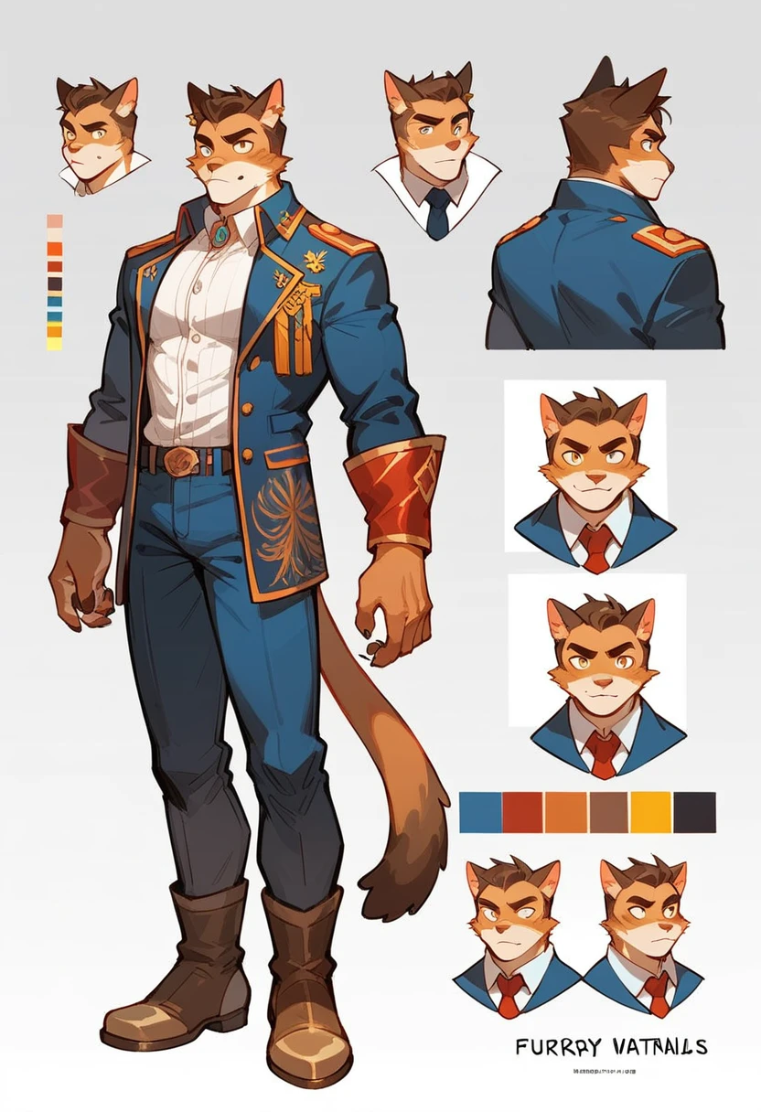 cover page, highres, top quality, best quality, paid reward available, unparalleled masterpiece, perfect artwork, absurdres, High-quality illustrations(style of final fantasy)(concept art, character sheet)perfect anatomy(handsome boy, kemono)(furry anthro),