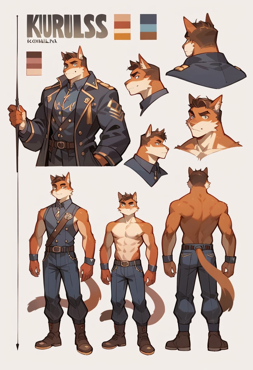 cover page, highres, top quality, best quality, paid reward available, unparalleled masterpiece, perfect artwork, absurdres, High-quality illustrations(style of final fantasy)(concept art, character sheet)perfect anatomy(handsome boy, kemono)(furry anthro),