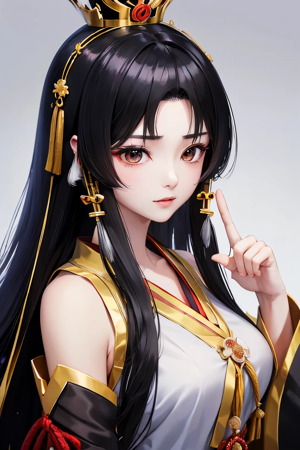 Kaguya、Kaguya、kaguya、Unparalleled in the Three Kingdoms、Unparalleled OROCHI、Black Hair、Straight Long、crown、（（（ＳＦＷ、sound、Highest quality、first-clasasterpiece、Normal body、8K、Detailed face、Ultra-precision、Normal hand、Normal finger、５Finger、Highest）））