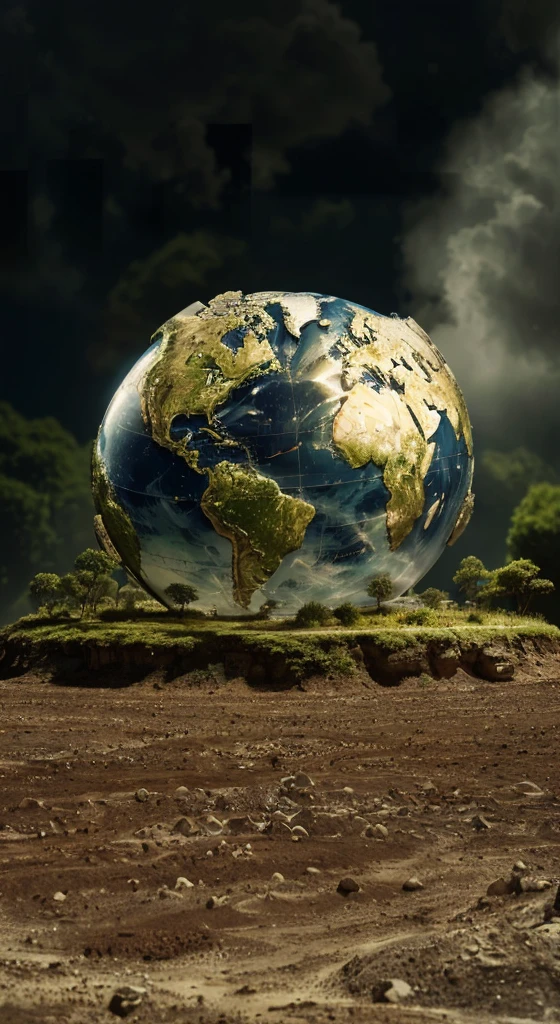 Planet Earth transforming. Photorealism, full view, highly detailed image, very realistic, hyperrealism, Ultra HD, 8k, 5, sharp focus, intricate and mysterious masterpiece. (Long exposure photography Artistic illustration close-up portrait very detailed: final quality, medium shot, backlight, Rich and striking. Enigmatic and mysterious manipulations (composition of the rule of thirds), ((detailed environment with strong lines) The best quality, in camera, white light, warm and clean aesthetics, dazzling screen composed of millions of brilliant ultraviolet rays, HDR.
