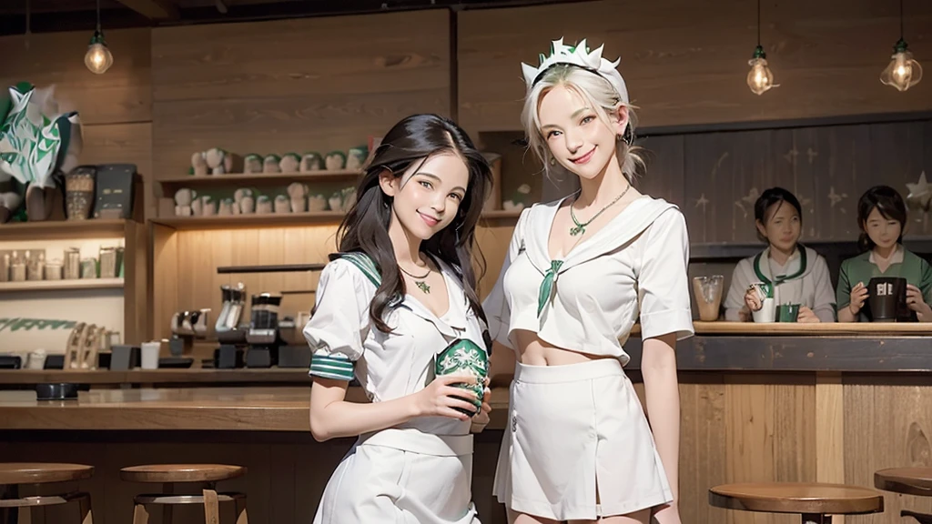 
(((((Emphasize cleavage)))))
(((((((((Short-sleeved white sailor suit)))))))))
(((((((((White mini skirt)))))))))
((((((I can see my belly button))))))
(((((((お洒落でcuteInside the Starbucks store)))))))
8K、RAW Photos、Highest quality、Super detailed、Super Resolution、Ultra HD、8K壁紙、Amazing details



(((((((Inside the Starbucks store)))))))、
((((((Sit down and eat cake、Drink Starbucks coffee、smile))))))、((((Heart Necklace))))




Modern and sleek design：Interior design using natural materials、Many of the designs are warm and made using wood and metal.。
Large windows：自然光をたっぷり取り入れるためのLarge windowsがあり、Providing a bright and open space。
Green Interior：Potted plants are effectively placed、It creates a relaxing atmosphere。
artwork：Works by local artists、Starbucks-related art on display。
Cozy seating：Cushioned chairs and sofas、Bar sheet etc.、A variety of seating options available。
Open kitchen area：Being able to see how drinks and food are made、We provide peace of mind and transparency。
Unique lighting：Antique lamps and chandeliers、Modern lighting fixtures are used。
Comfortable background music：Relaxing music is playing、A comfortable space is provided。
Wide々Table space：一人でもグループでも使いやすいWide々There is a table with。
Community Table：There is a large table where you can socialize with other customers.。
Seasonal decorations：The decorations are themed according to the season.。
Design with a local feel：The design incorporates the local culture and characteristics.。
Fragrance production：コーヒーの香りが店内にWideがり、A space that satisfies the five senses has been created.。
Conversation with a barista：フレンドリーなConversation with a baristaが楽しめるカウンターエリアがあります。




8K、RAW Photos、Highest quality、masterpiece:1.2、Super detailed、Super Resolution、Ultra HD、8K壁紙、Amazing details、Photorealistic:1.4、Having fun by the water、Full Body Shot、Full body photo、High-resolution RAW color photos、Professional photos、A scene full of emotion、Very detailed and beautiful、Ultra HD、8K壁紙、Amazing details、Huge file sizes、Highly detailed beautiful girls、Highly detailed face Highly detailed eyes、Extremely realistic skin、 Highly detailed fingers, Highly detailed nose, Highly detailed mouth, Perfect Anatomy, Highly detailed background, Highly detailed clothing, , cute女の子, Famous Japanese Idols, cute, Realistic body, Slender, White skin, Glowing Skin, Slim body, Realistic Face, Delicate eyes, double eyelid, 






