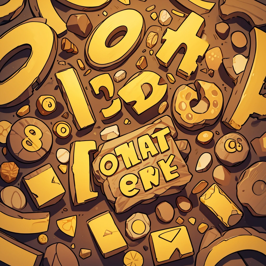STONEAGE letters, logo, cute font, Transparent background, yellow letters