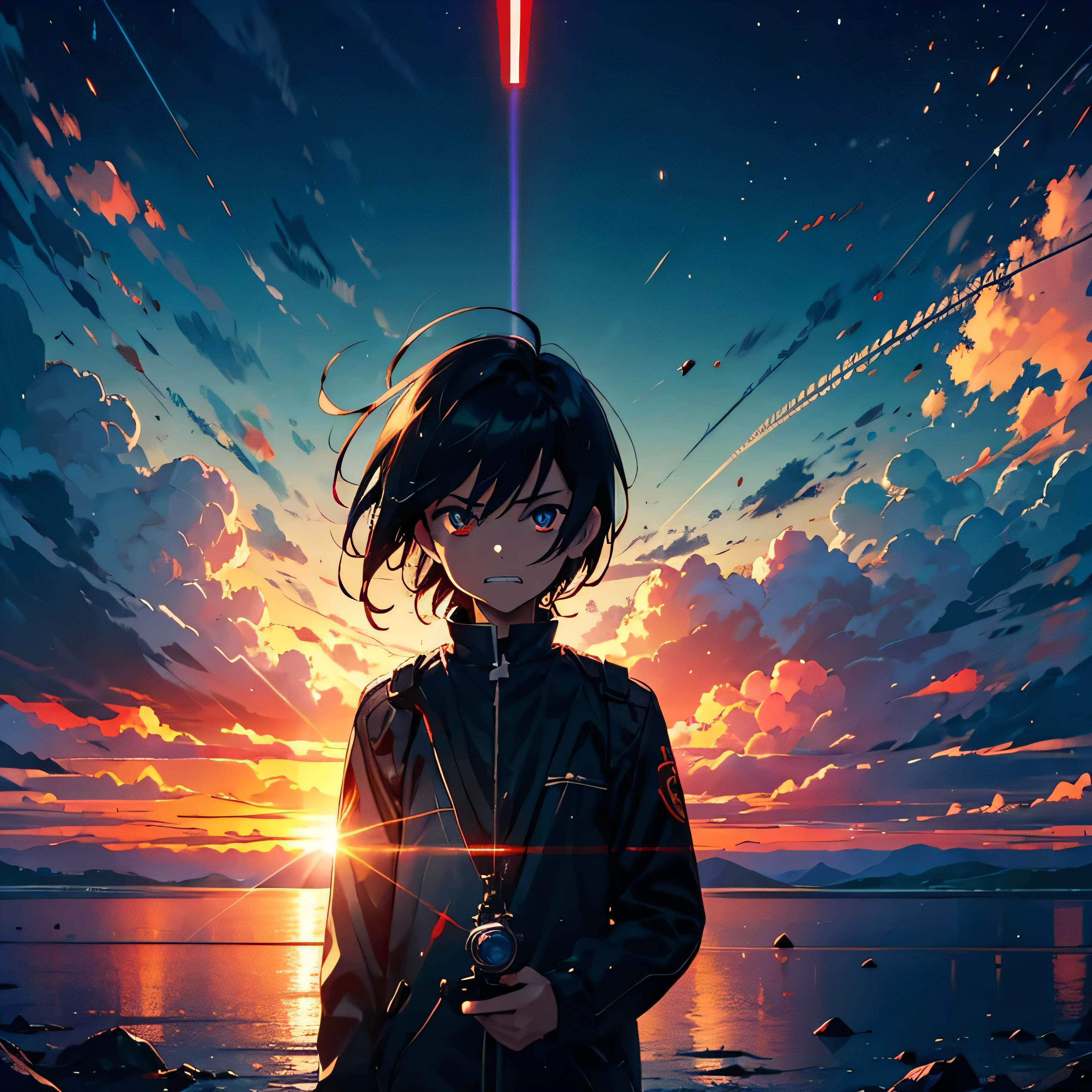 Astro boy、Pluto、Netflix Anime、１１Year old boy、（fly in the sky）、Anger、Through clenched teeth、Hold your breath、upset、evil、嫌evil、Excited、Bright Blue Eyes、Red eyes、SurRealism、anaglyph、Subjective、Atmospheric perspective、Realism、Motion Blur、reflected light、Backlight、mailbox、Diverse Perspectives、shorthand、Satellite Imagery、Wide-angle、8K、Very detailed、Highest quality、超High resolution、Anatomically correct、correct、High resolution、Award-winning、16K、1080P、particle, 