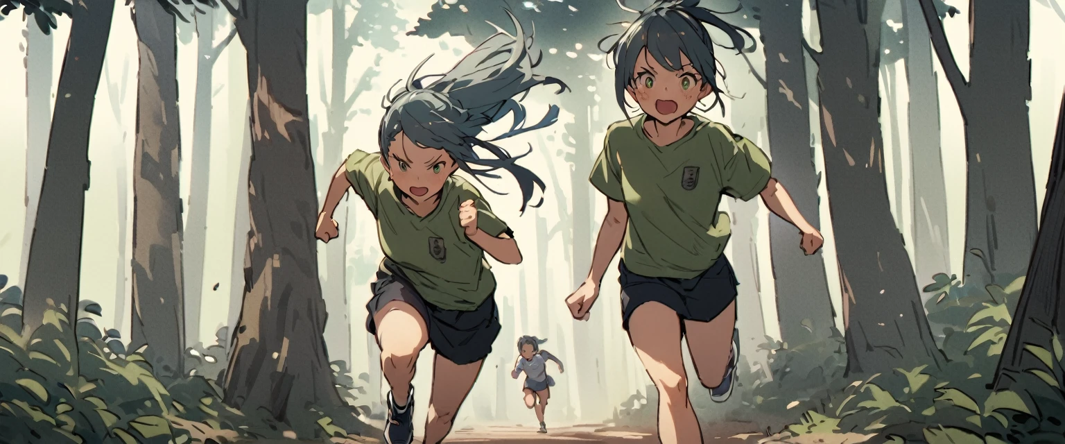 in the forest、running、One Girl、zoom、zoom、Accurately depict faces
