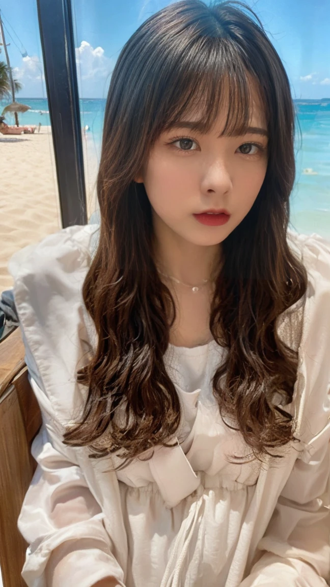 (masterpiece), (Highest quality), (Very detailed),(Disheveled Hair),(shape), (One Girl), (bikini), Are standing, Fashion Model, View your audience, (interview), (Beach),Beautiful details, Delicate and beautiful face, floating,(High chroma),(Colorful splashes),Colorful bubbles,(The Shining), Focus on the face, Hair Ring, Floating Flowers, Floating Hair, (The Shining), Best lighting, Best Shadow,