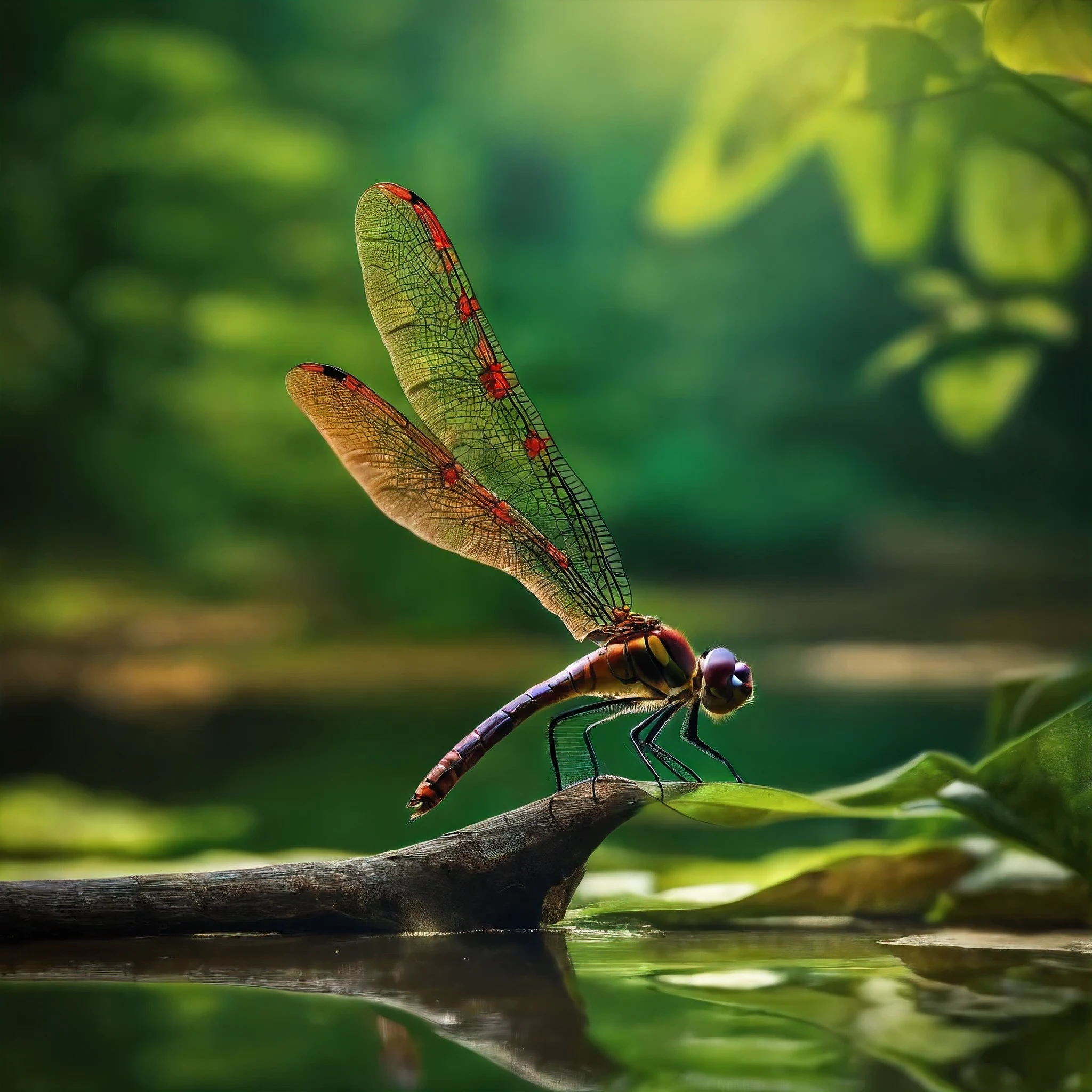 text Dragonfly super, background forest
