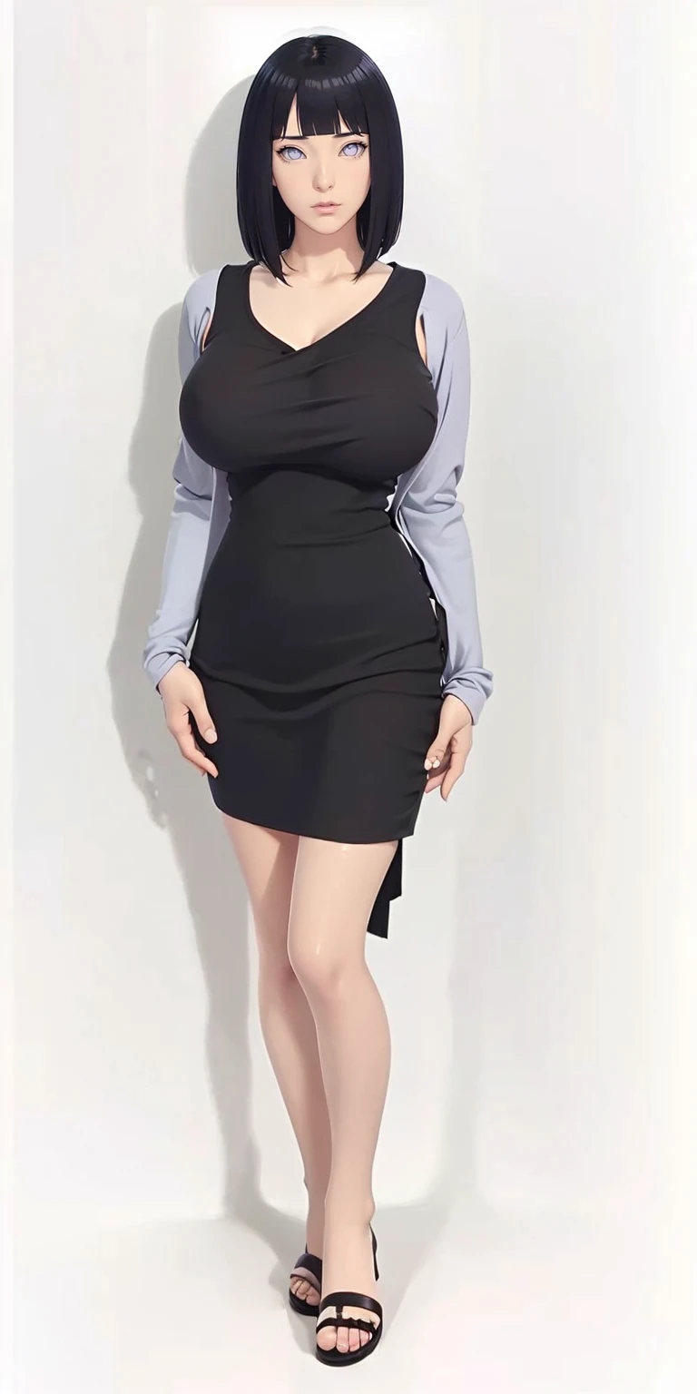 (（（Perfect body,White and tender skin,（（（Light blue wool cardigan and black skirt,）））,（（（hyuugahin,hyuugahin,hinata\(boruto\),hyuugahin, "black long hair", blue eyes,blunt bangs）））,((masterpiece)),high resolution, ((Best quality at best)),masterpiece,quality,Best quality,（（（ Exquisite facial features,Looking at the audience,There is light in the eyes,blush,Happy,lol）））,）））,（（（Light and shadow,Huge breasts）））,（（（Looking at the camera,black background,)））)
