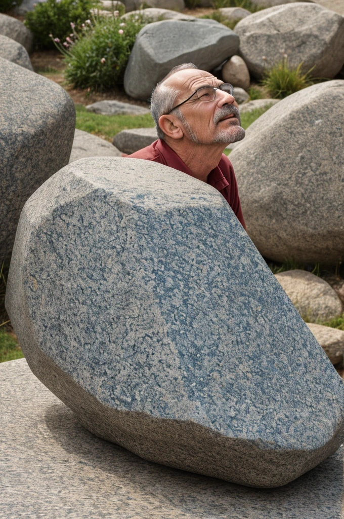 A tired old job with ulcers sitting on a stone looking up praising God