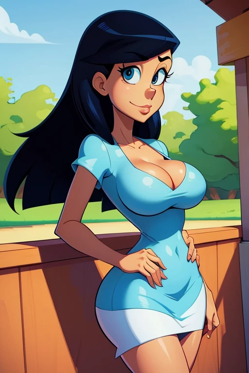 qualidade soberba, Stacy Hirano character from the cartoon Phineas and Ferb in a realistic and sexy version