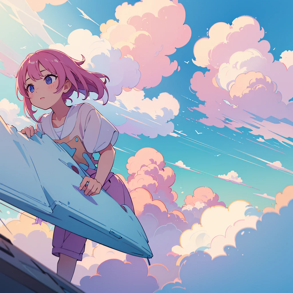 태양light, light, Top down view of the game, pastel tones, animated background, no people, sight, summer, sky, cloud, blurred background, masterpiece, best quality, hyper detail, --v6