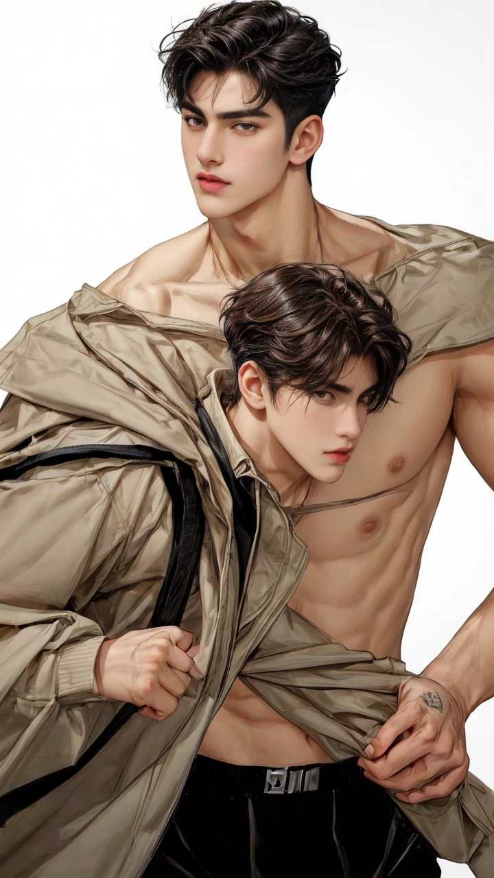 masterpiece, 1boy, young, handsome, black hair, undercut hair, 1boy, adults, handsome, brown hair, short hair, perfect face, detailed eyes and face,brown eyes, clean shaved, muscular, capturing a rural atmosphere, dynamic lighting, unreal engine 5