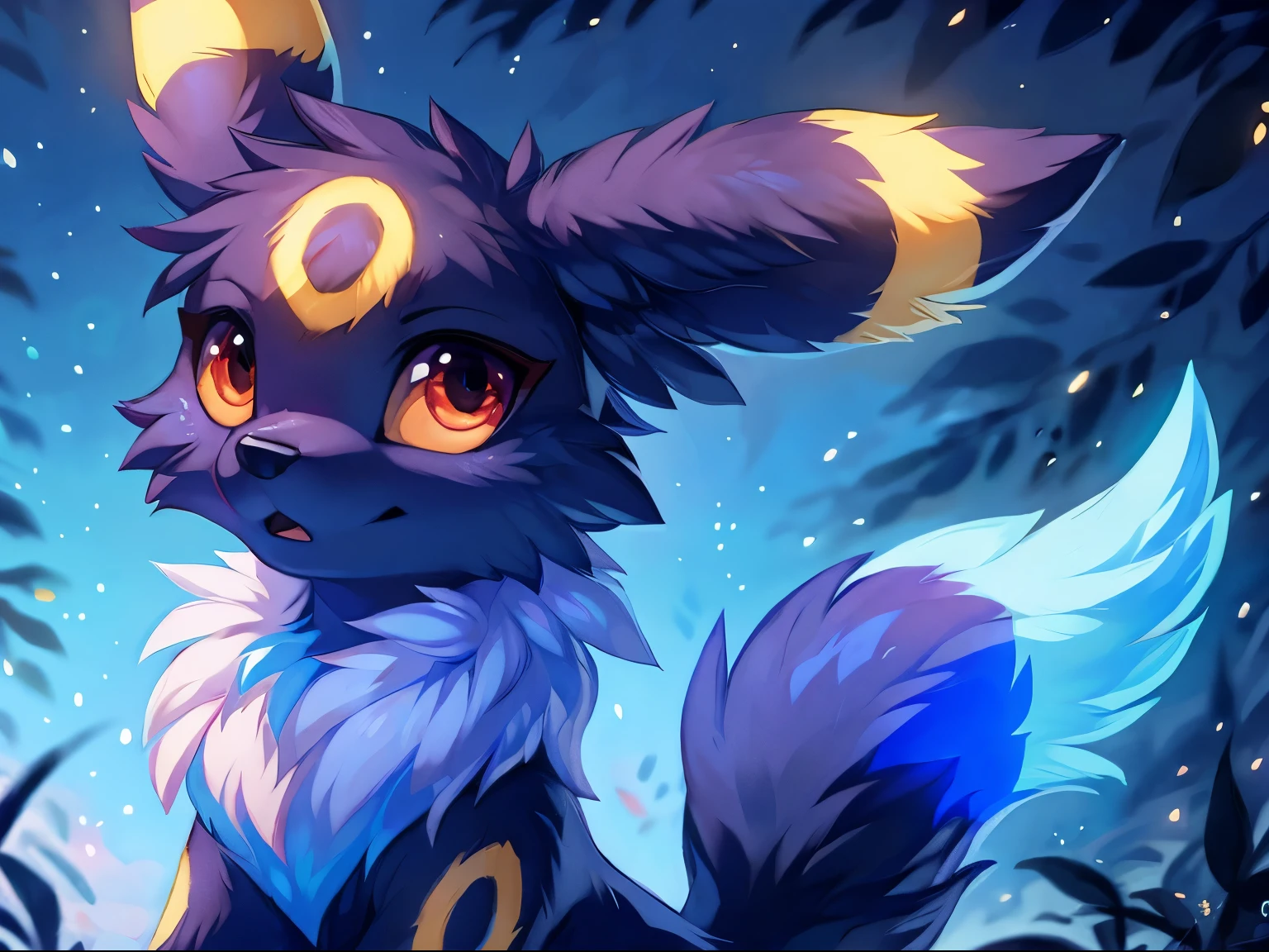 by:hioshiru,umbreon,blue fur,shiny pokemon,blue markings,blue fur,
