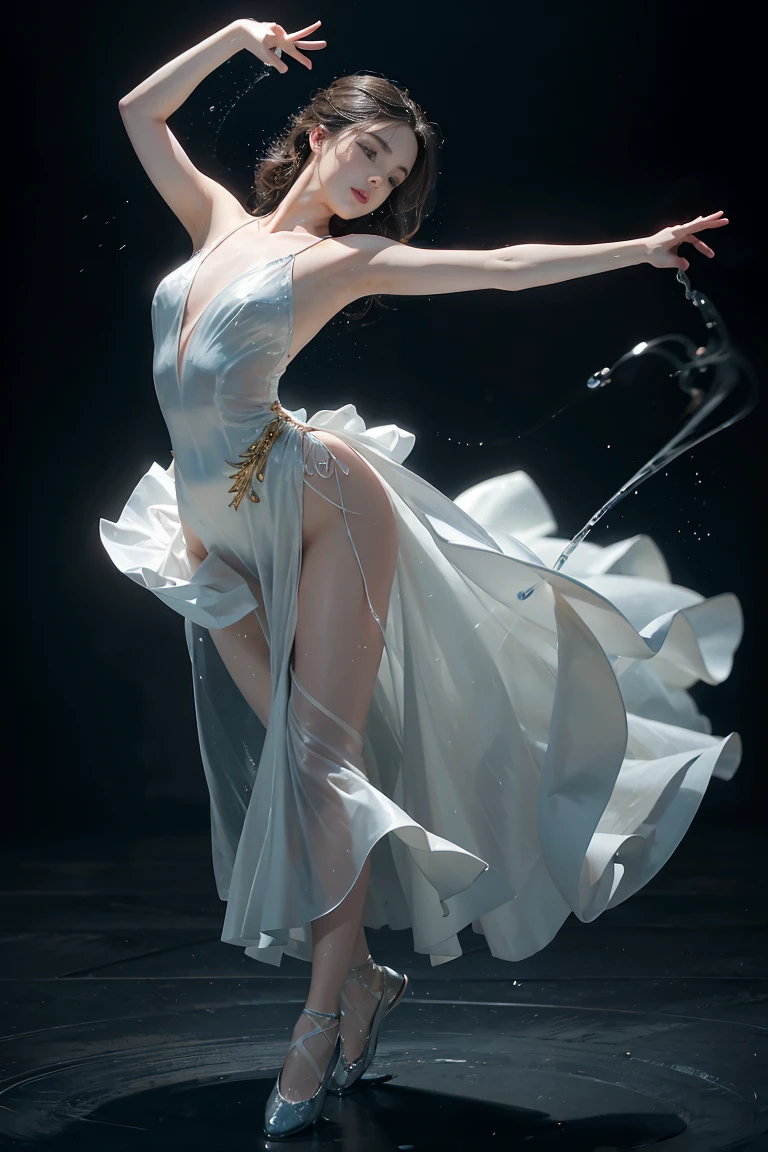 Subtle reflections of figures in a mirror, Graceful dance pose silhouette ethereal, Gentle caress close-up hands, Arched back abstract form, Hair flip motion water droplets, Stretching cat elegant curves, Ballet feet en pointe, Conductor's hands expressive movement, Smoke curls from lips atmospheric, Tango dancers passionate pose, Yoga flow silhouette sunrise, Diver's form mid-air minimalist, Flamenco dancer's hands expressive, Martial artist's fluid motion, Figure emerging from water droplets, Violinist's fingers on strings, Calligraphy brush stroke graceful, Windblown fabric dynamic folds, Ice skater's spin blur of movement, Fluttering eyelashes macro shot, Sculpture-like pose human form as art
