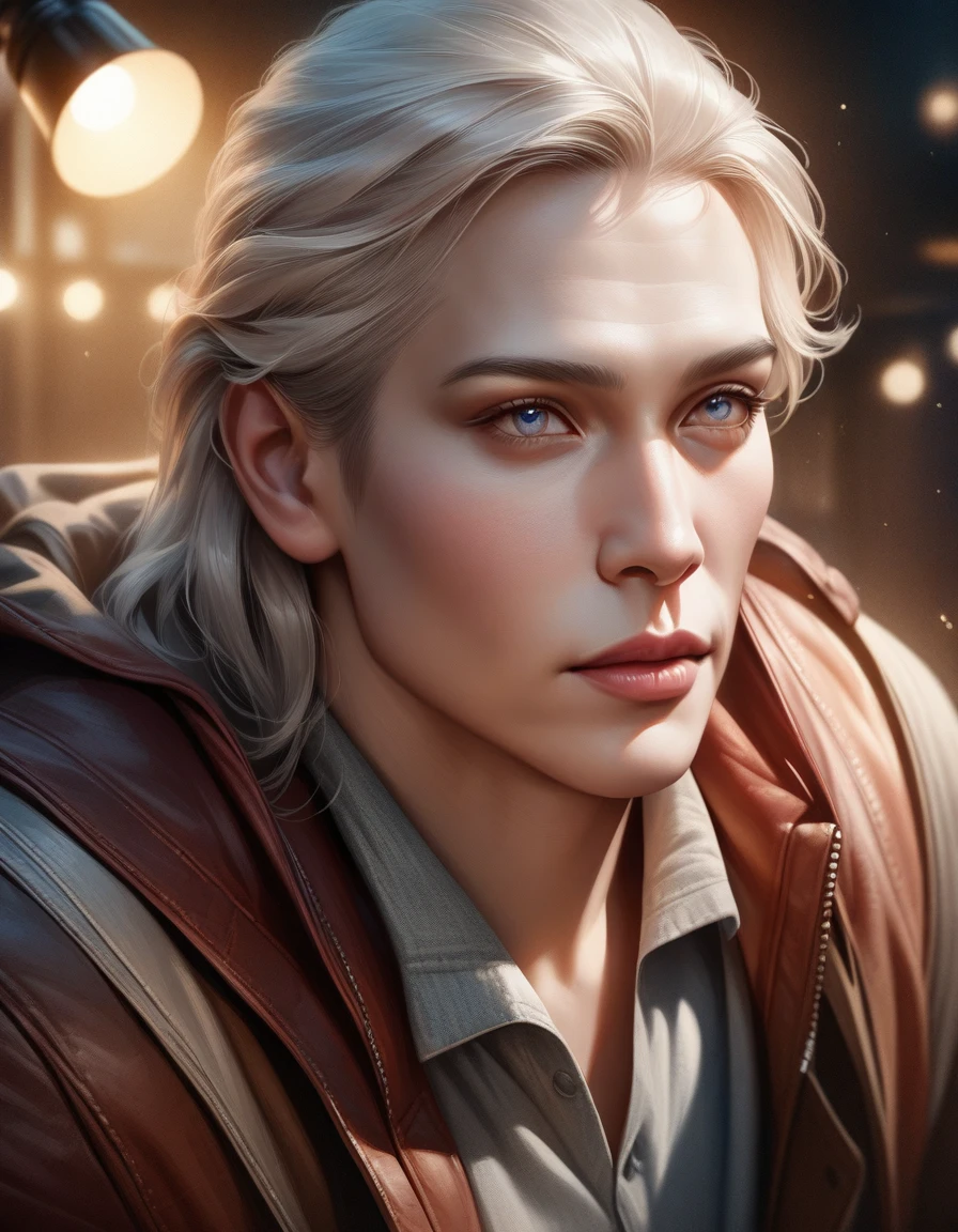a high school boy with long white hair, wearing a , detailed facial features, beautiful eyes, beautiful lips, extremely detailed face, longeyelashes, (best quality,4k,8k,highres,masterpiece:1.2),ultra-detailed,(realistic,photorealistic,photo-realistic:1.37),studio lighting,vivid colors,beautiful background