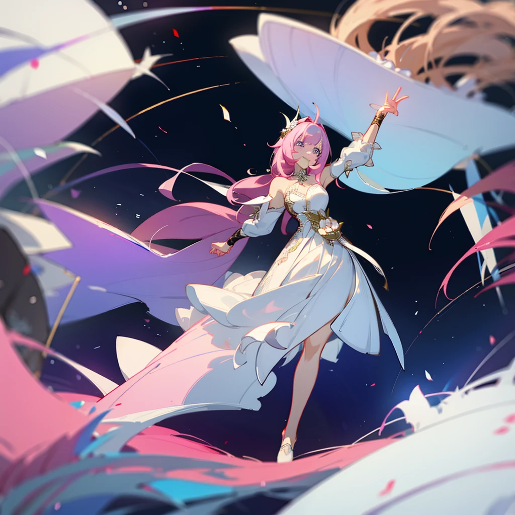 Elysia, wedding dress, holding banquet, wide smile