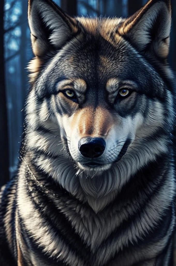There is a drawing of a blue and black wolf furry handsome masculine sexy