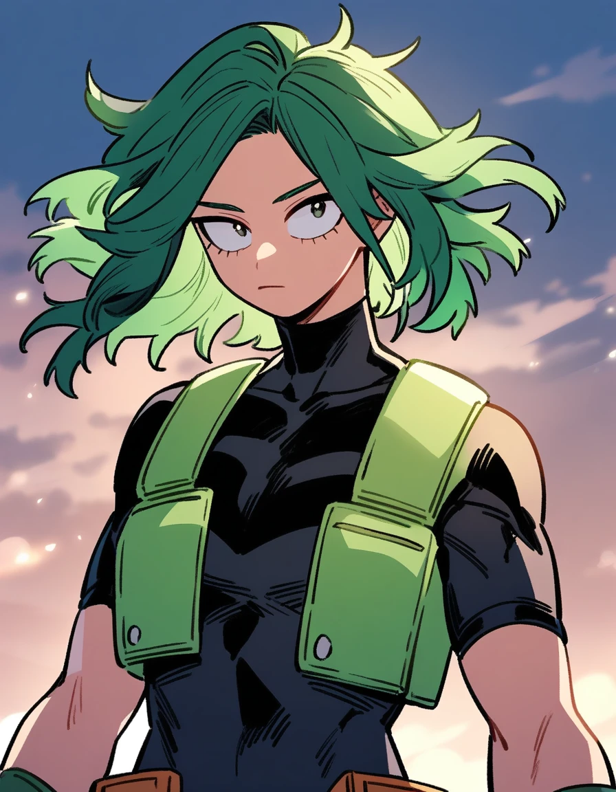 girl,,my hero academia,semi-long,green hair