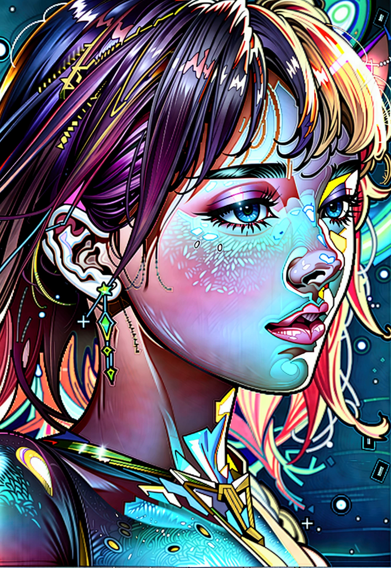 8K, masterpiece, RAW photos, best quality, realistic, very detailed, depth of written boundaries, cinematic light, anatomically correct body,
A beautiful 40-year-old woman, very beautiful face, Really detailed face, (calm and gentle face:1.4), very delicate skin texture, transparent muscles, shiny white skin, glamorous body,
(long wavy black hair:1.2), sexy chest, sexy ass,
(white brazilian bikini:1.4), (detailed cloth texture:1.2), (Gorgeous jewel-encrusted body chain accessory:1.3), (Gorgeous necklace:1.1), (colorful earrings:1.1),
(dark starry background:1.4), (Milky Way:1.1), (Milky Way:1.1), (shooting star:1.1), (dark coastline at night:1.4), (pitch black sea surface:1.4),
(Standing on the beach:1.2),
(low angle shot:1.5), perfectly balanced body, clean and elegant face, ((Voluptuous breasts and developed butt muscles)), Facial expression as if having an orgasm, Natural and beautiful arms and fingers, facial expression of orgasm