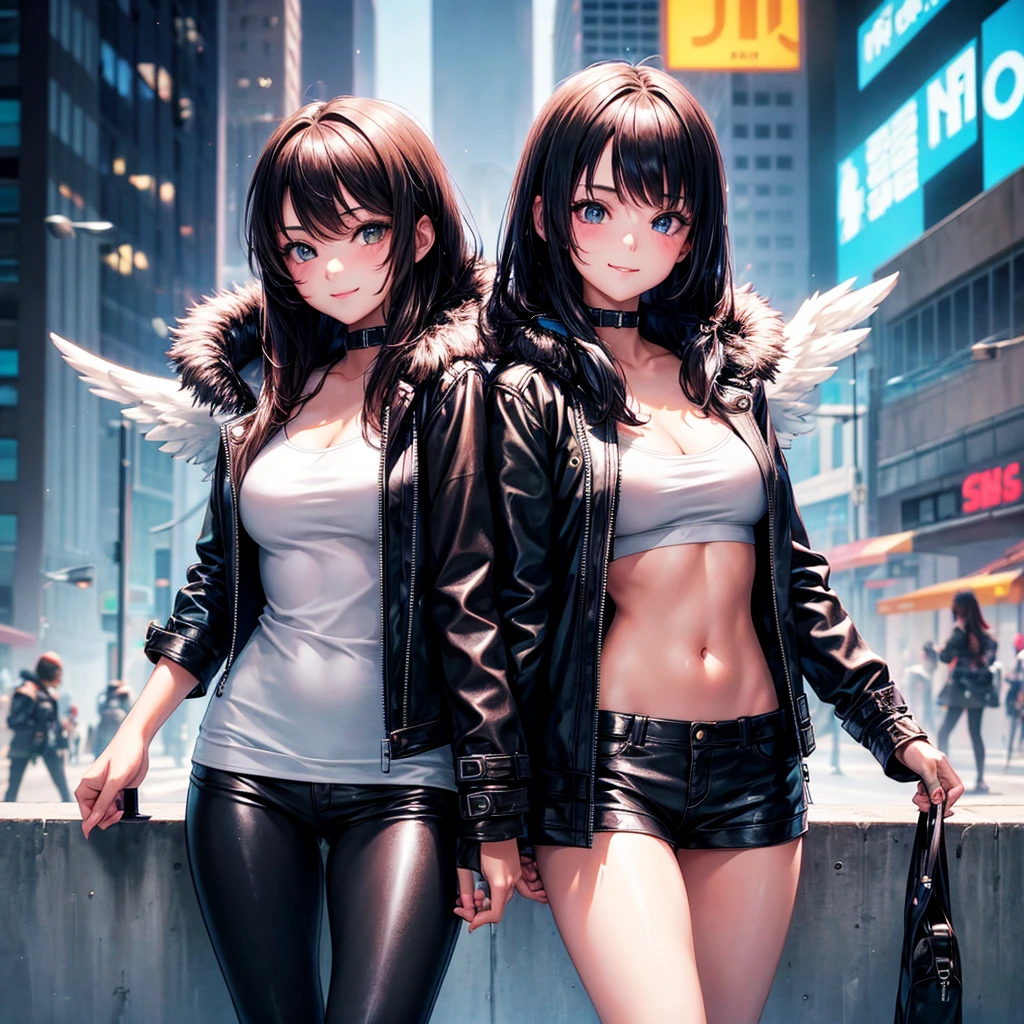 middle School girls，smile，Beautiful girlultiple girls，ＳＦfashion，Cyberpunk Girl，Angelic beautiful girl，fur jacket，leather jacket，I&#39;m horny，Best Quality，perfectionな女の子，Super cute girl，Long Hair、She has her bangs down，最新fashion，未来のfashion，Ultra HD，Young girl，sex，Sparkling eyes，Naughty Girls，Blowjob，Full body image，Absurd，Beautiful girls，Beyond Beautiful Girl，perfection，The room，