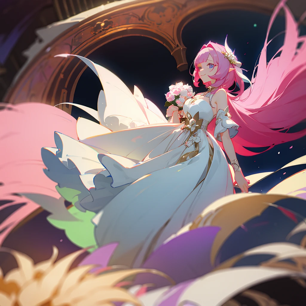 Elysia, wedding dress, holding banquet, smile
