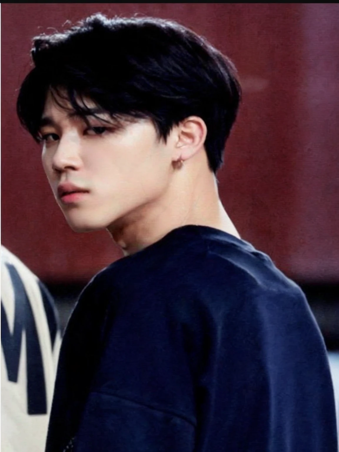 devastated man in black shirt and black pants posing for a photo, Jimin, park Jimin, jung jaehyun, hyung tae, cai xukun, Tae June Kim, Jimin\the full lips, yanjun chengt, Jimin\the Greek nose, Hsiao-ron, still from a music video, photoshoot, drainage gang bladee