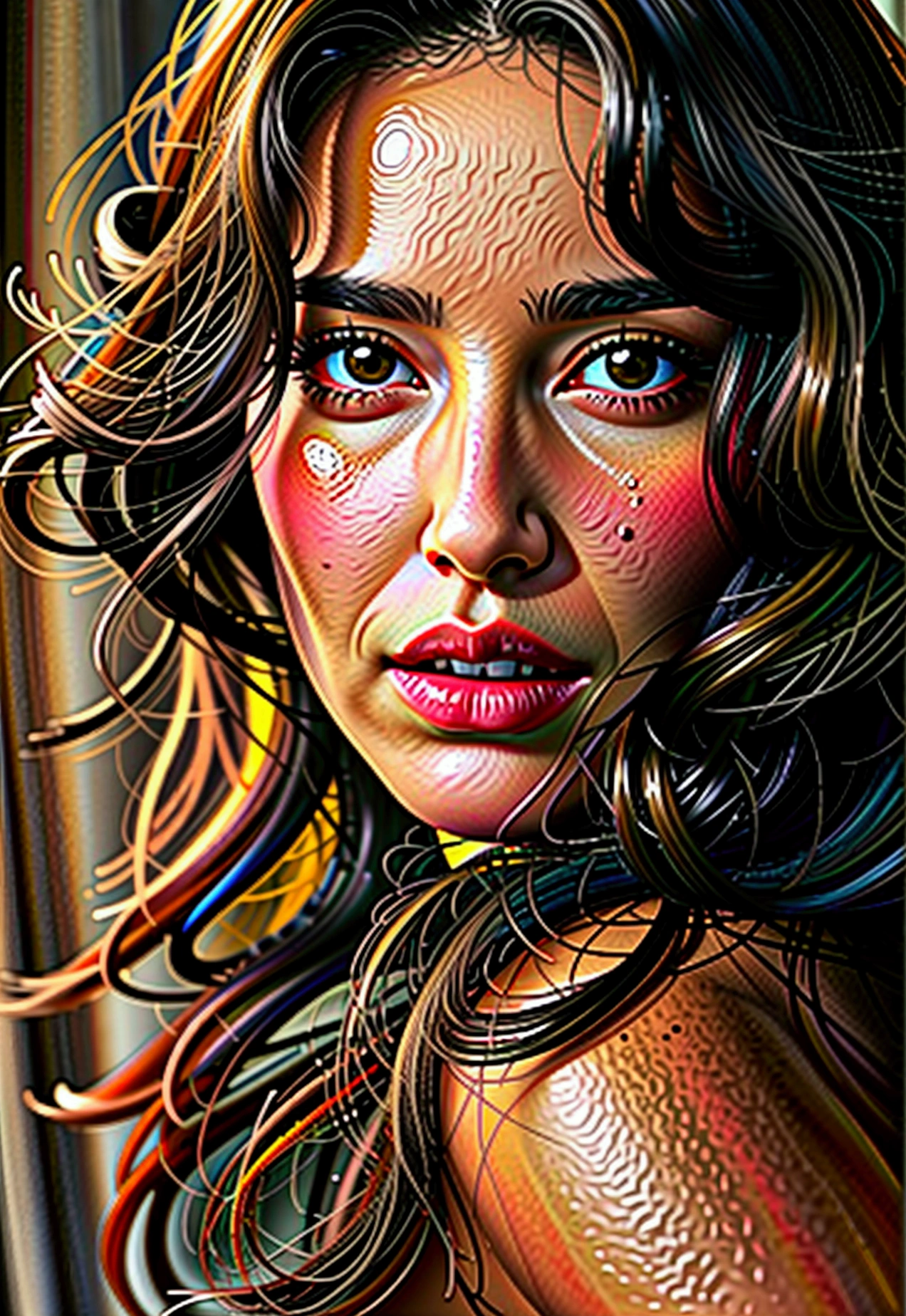 femme latina, peau bronzé, cheveux brun long et ondulé, magnifique, sexy, belle, latina, mbe11ucci, regard sexy, érotique, lumière tamisée, Monica Bellucci, bimbostyletwo, Hand, detailed, perfect, perfection, hands, UnderButt