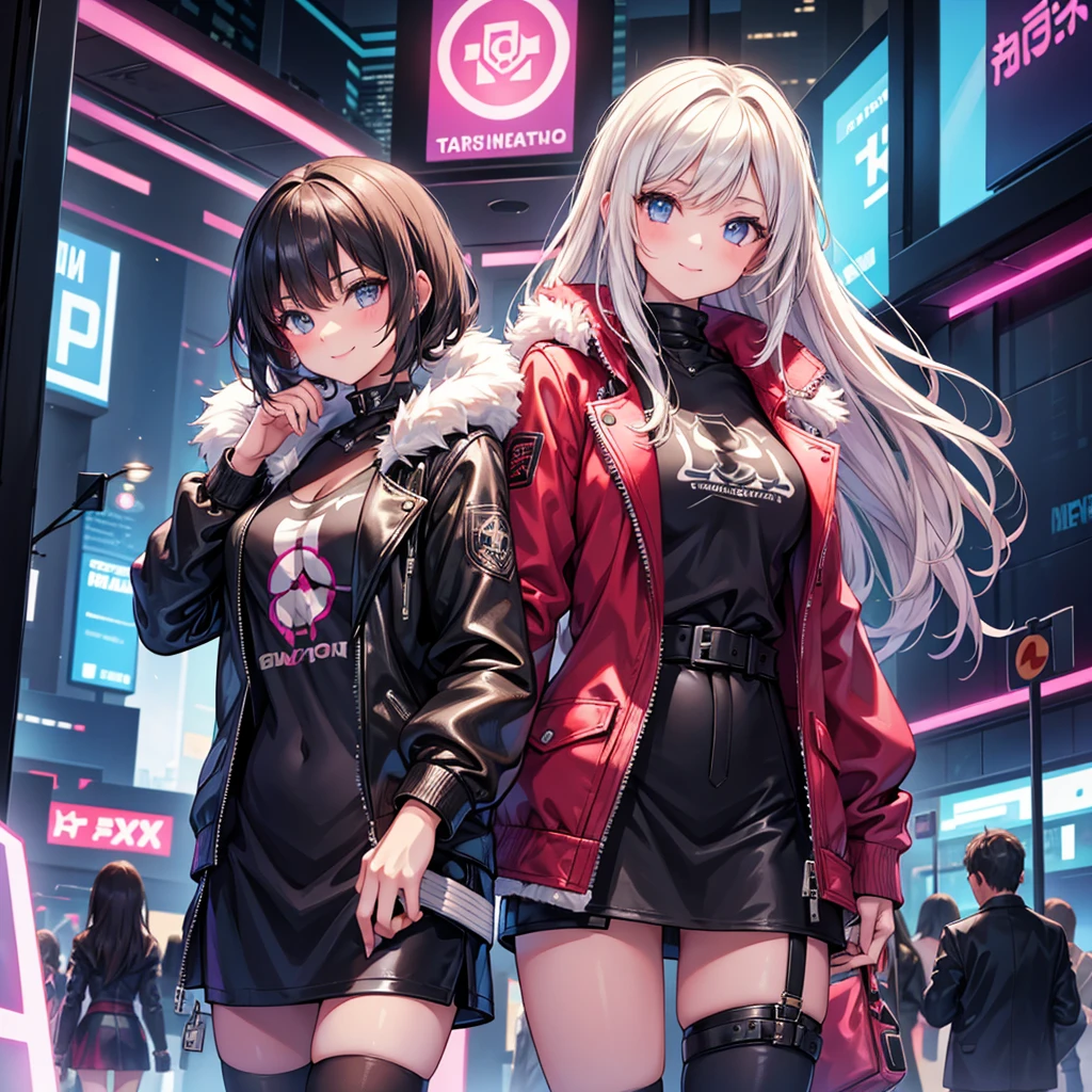 middle School girls,smile,Beautiful girlultiple girls,SFfashion,Cyberpunk Girl,Angelic beautiful girl,fur jacket,leather jacket,I'm horny,Best Quality,perfectionな女の子,Super cute girl,Long Hair、She has her bangs down,最新fashion,未来のfashion,Ultra HD,Young girl,sex,Sparkling eyes,Naughty Girls,Blowjob,Full body image,Absurd,Beautiful girls,Beyond Beautiful Girl,perfection,The room,