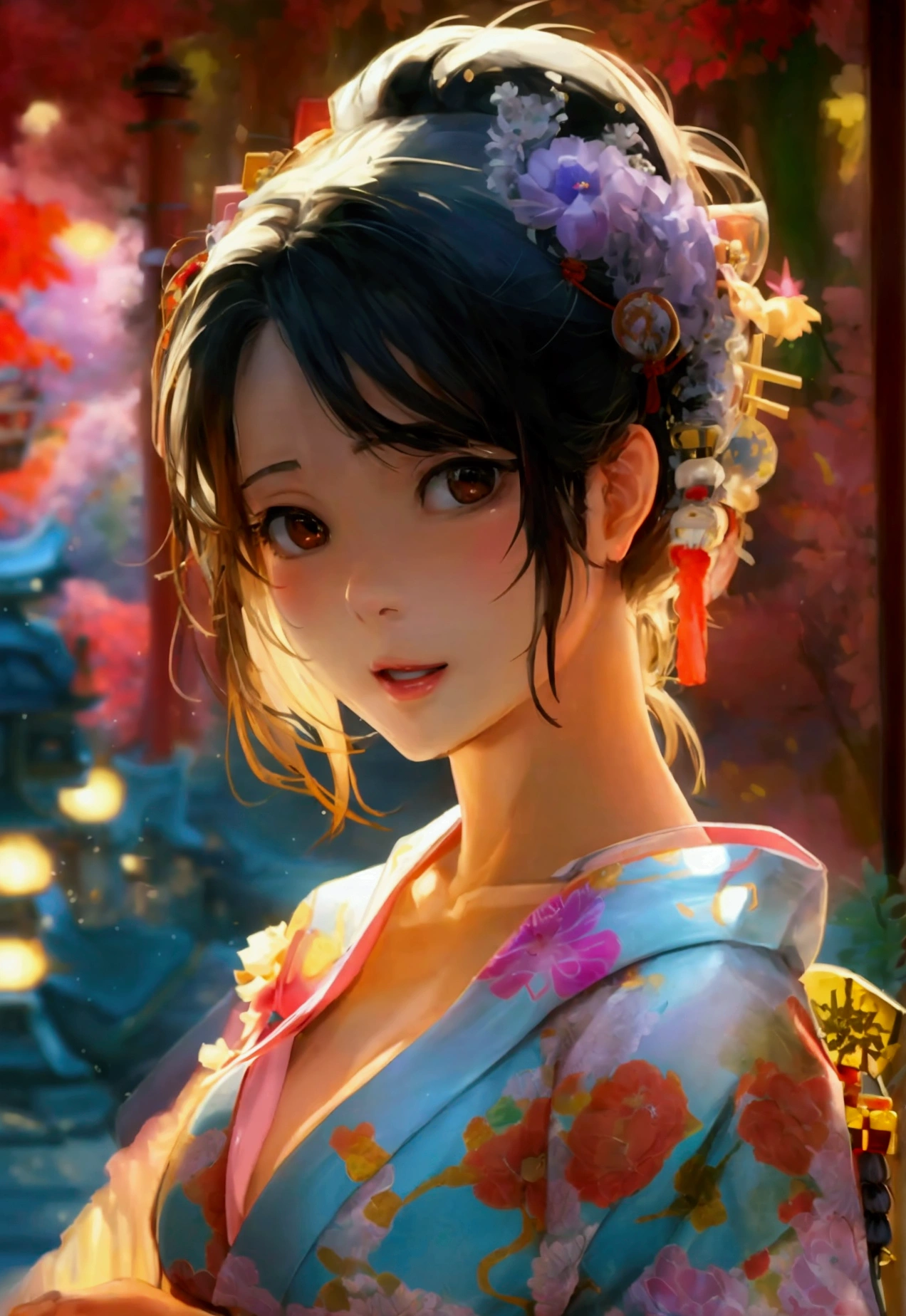 Masterpiece,Highest quality,high resolution,Sunburn mark:1.5,beautiful girl,Japanese,night,shrine,Festivals,Loincloth,Dharma,Big Breasts,
