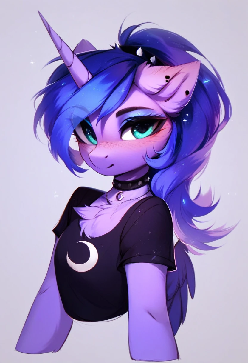 check_9, check_8_up, check_7_up, source_fluffy, rating_safe, from Magnaluna, Luna poses seductively in a gothic bedroom, antro, blushing, 