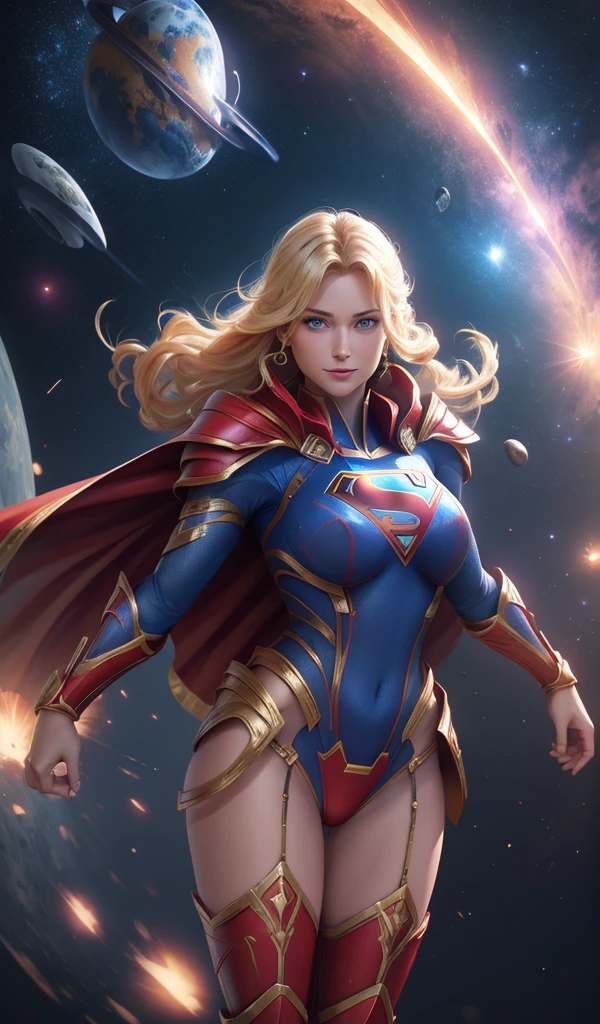 (Best Quality, masterpiece, ultra-detailer, 16K resolution, extremely detailed), Abstract expressionist painting "Hyperion", Supergirl, gigantic breasts, tarot card, Digital Painting, character concept art portrait, catastrophe, fisheye, magnificent panorama view, overlooking, wind.