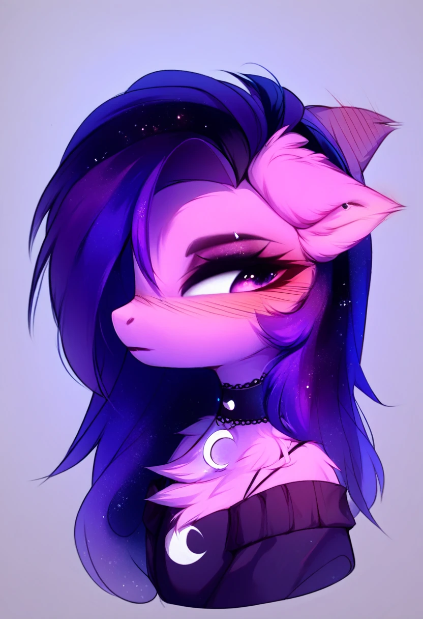 check_9, check_8_up, check_7_up, source_fluffy, rating_safe, from Magnaluna, Luna poses seductively in a gothic bedroom, antro, blushing, 