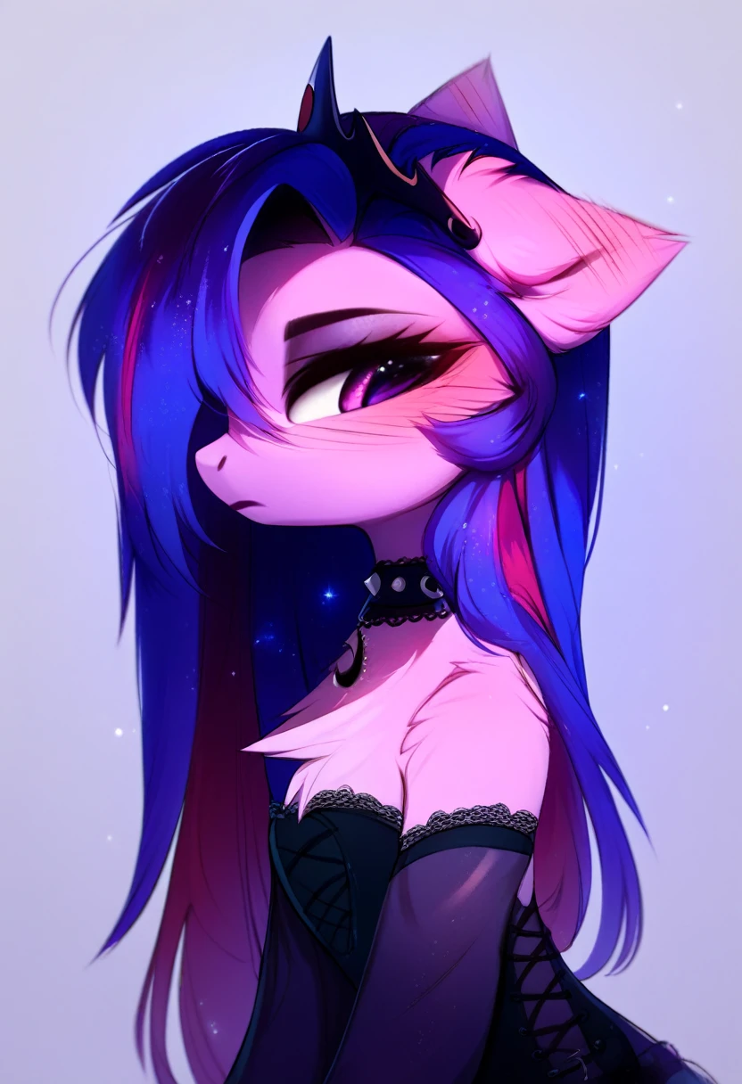 check_9, check_8_up, check_7_up, source_fluffy, rating_safe, from Magnaluna, Luna poses seductively in a gothic bedroom, antro, blushing, 