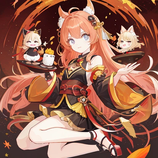 Autumn Festival、Mascot character、Animals in clothes、full body Esbian、cute little、A sexy、Well-formed face、Detailed eyes、Idol、