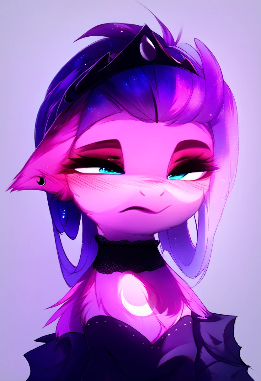 check_9, check_8_up, check_7_up, source_fluffy, rating_safe, from Magnaluna, Luna poses seductively in a gothic bedroom, antro, blushing, 