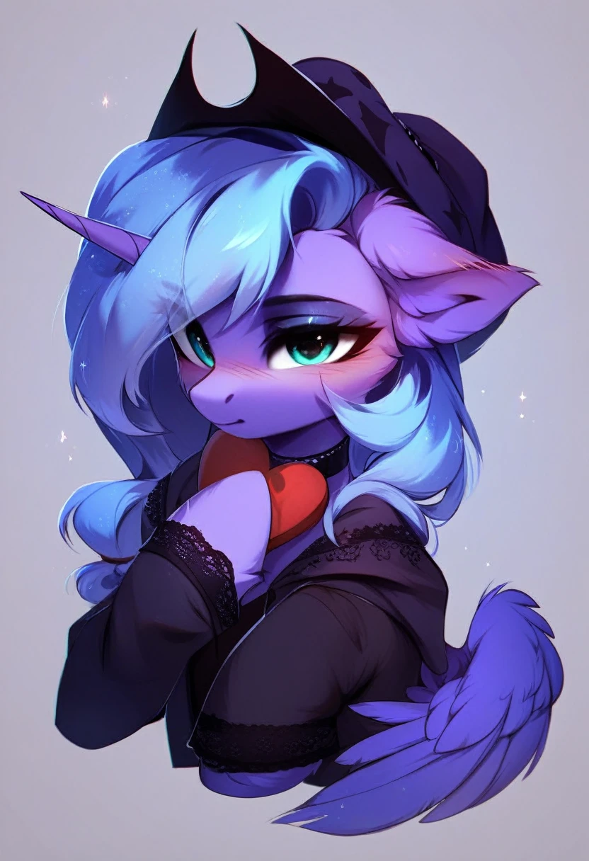 check_9, check_8_up, check_7_up, source_fluffy, rating_safe, from Magnaluna, Luna poses seductively in a gothic bedroom, antro, blushing,