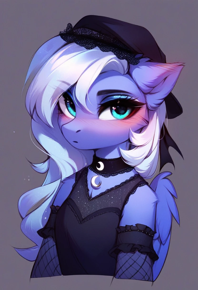 check_9, check_8_up, check_7_up, source_fluffy, rating_safe, from Magnaluna, Luna poses seductively in a gothic bedroom, antro, blushing,