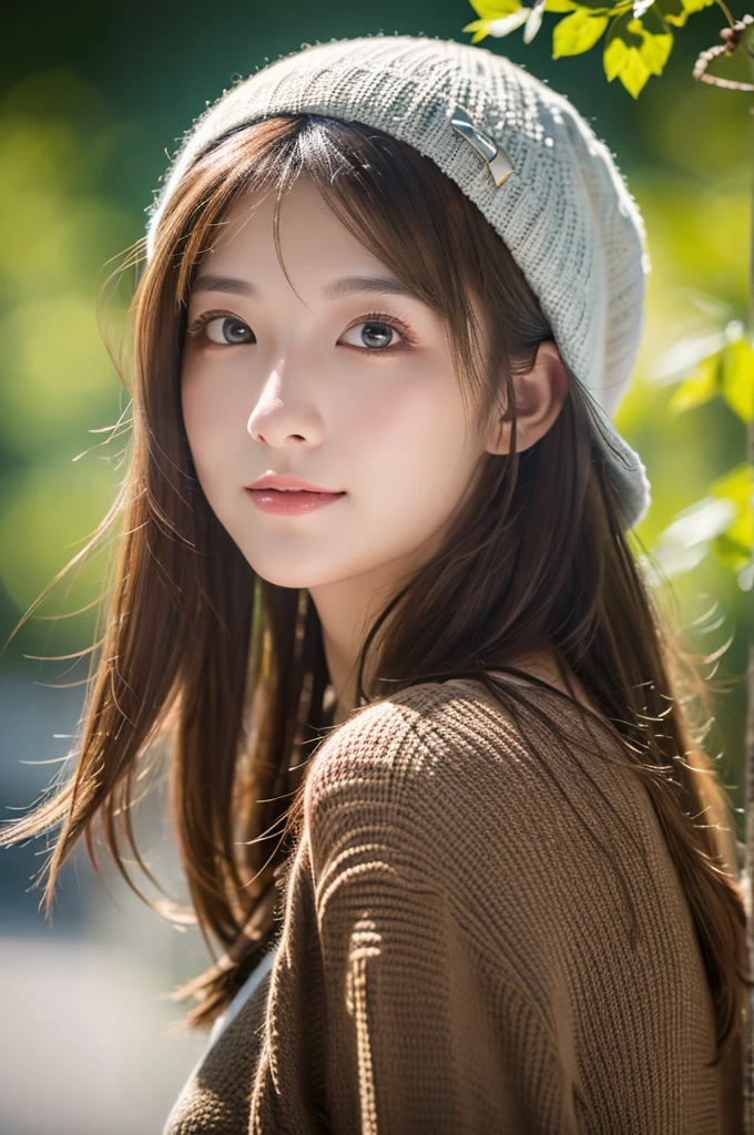 Highest quality, masterpiece, High resolution, 1 Girl,Tyndall effect,Realistic,,(High definition skin:1.2), 8K UHD, , Frank, High resolution, 4K, 8K,Summer knit hat,Full body photo.Real