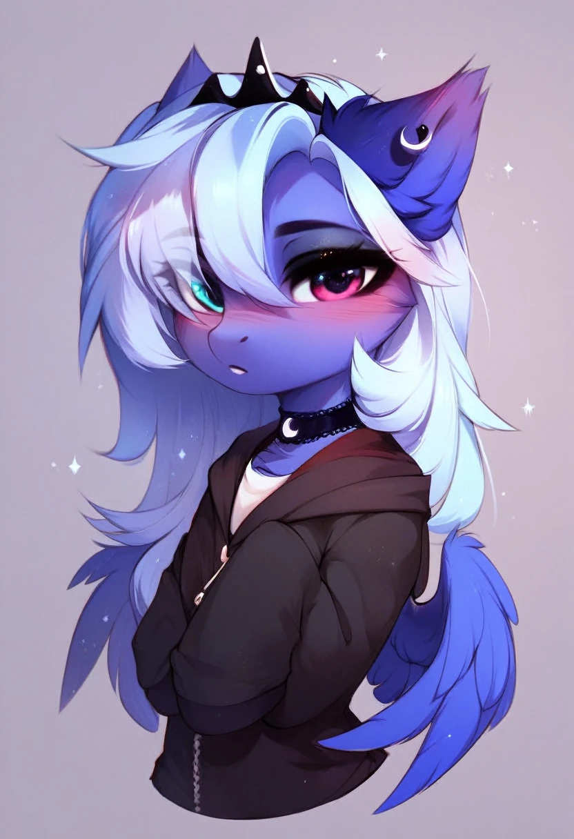 check_9, check_8_up, check_7_up, source_fluffy, rating_safe, from Magnaluna, Luna poses seductively in a gothic bedroom, antro, blushing,