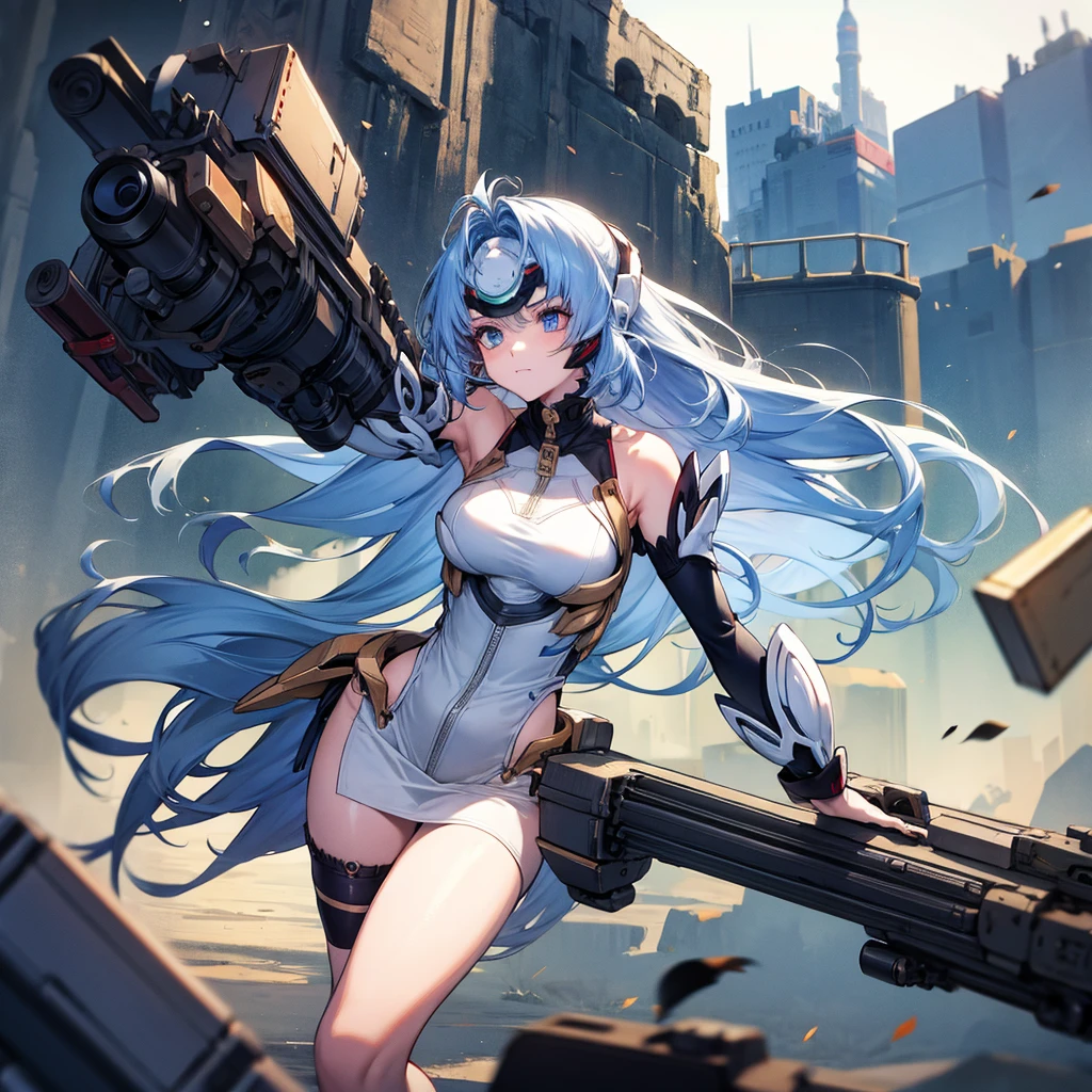 beautiful girl　Hold the Gatling Gun