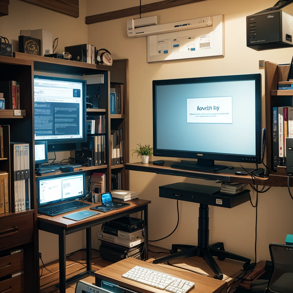 Office hour, a clock,time, fantasy, office, computer, monitor, mouse, pc set up, office room