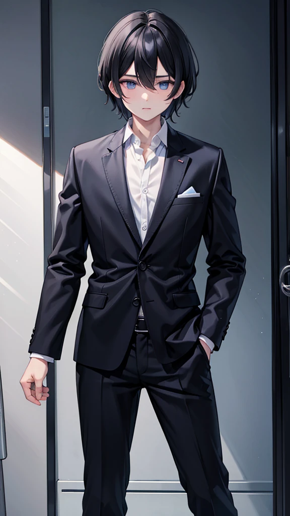 black haired blue eyed man