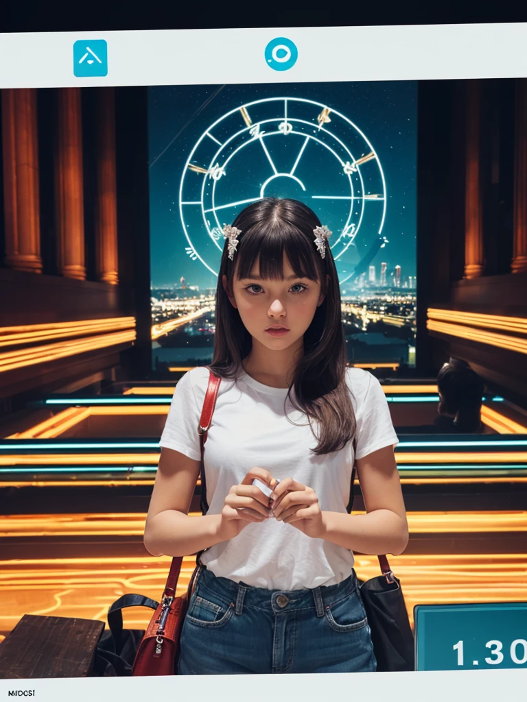 (the white girl :1.5),,(the wonder informations:1.5),bangs,(world of counting :1.5), (The scenery in crazy out :1.3)