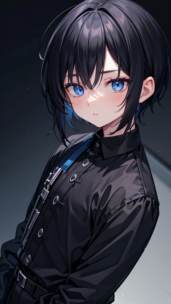 black haired blue eyed man