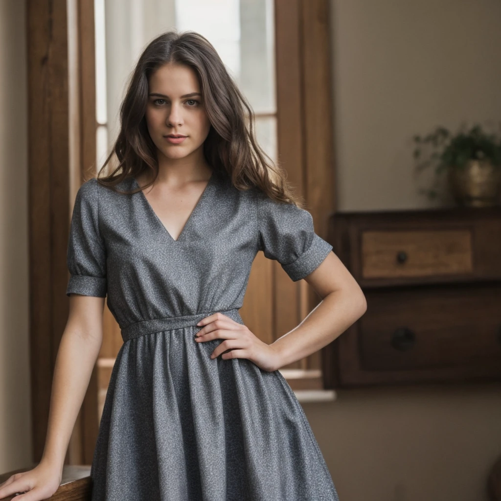 instagram photo, front shot, portrait photo of a 24 y.o woman, wearing dress, beautiful face, cinematic shot, dark shot