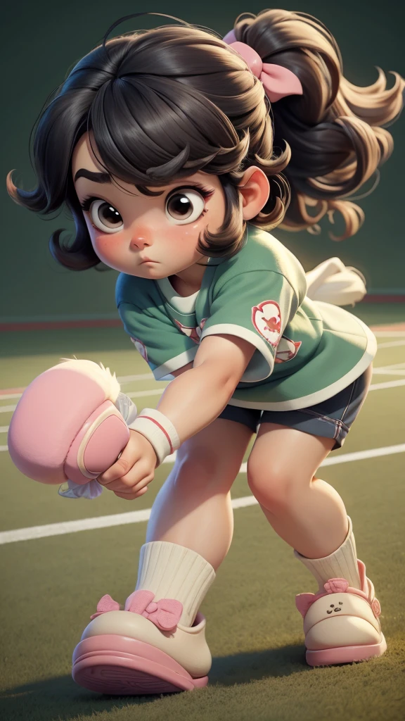  a close up of a cartoon girl hitting with slippers to boy,