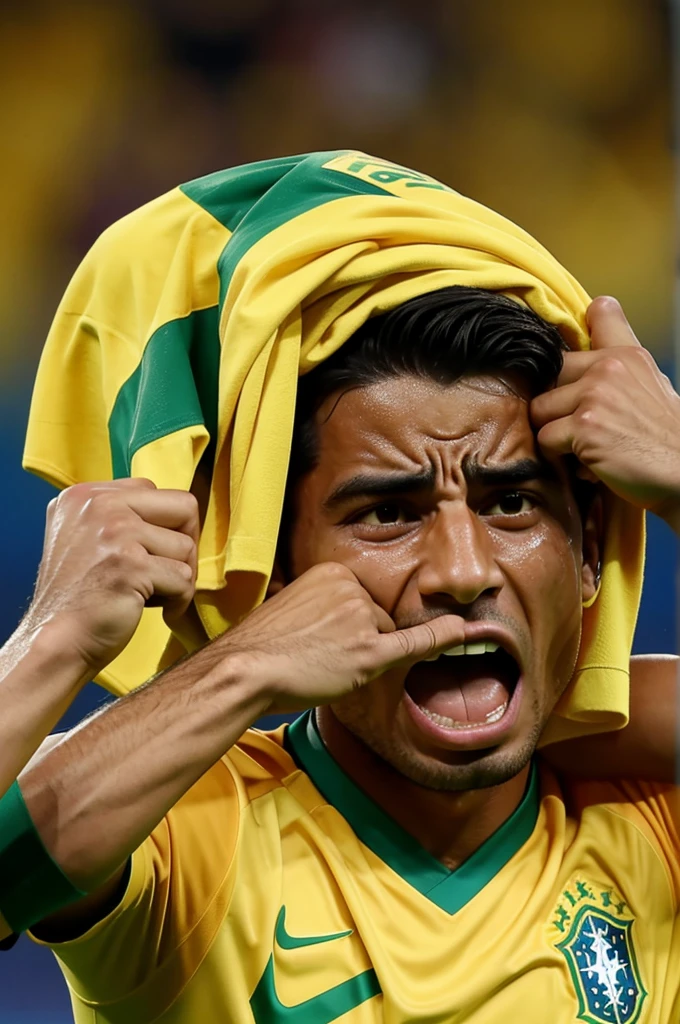 Brazil football team crying